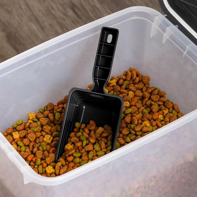 IRIS USA Dog Food Container & Slow Feeder Bowl, Up to 30 lbs, Black