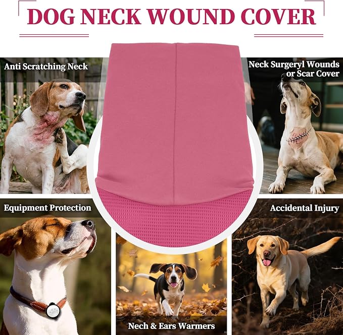 ROZKITCH Dog Anxiety Calming Hoodie, Soft Neck Wound Cover with Long Turtleneck, Breathable Anti-Anxiety Vest for Vet Visits with Adjustable Fit Rosered M