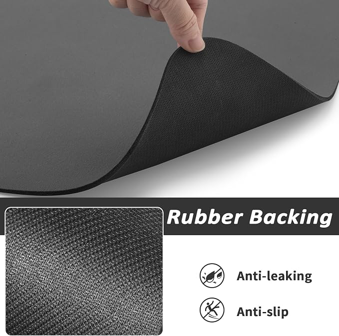 HotLive Dog Food Mat - Absorbent Cat Mat for Food and Water, No Stains Pet Feeding Bowl Mat, Easy to Clean Pet Placemats, Quick Dry Dog Water Dispenser Mat for Messy Drinkers | Dark Grey 12"x 19"