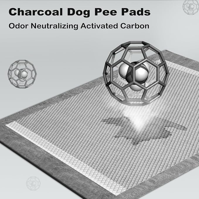 MIZOK Pee Pads for Dogs 36x36in 100 Count, Charcoal Dog Pads Super Absorbent Odor Eliminating Leak-Proof, XXL Dog Pee Pads with Activated Carbon for Large Breeds, Disposable