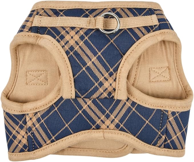 Puppia Corwin Dog Vest Harness B (Step-in) Fashionable Checkered Pattern Spring Summer Harness for Small and Medium Dogs, Navy, Small