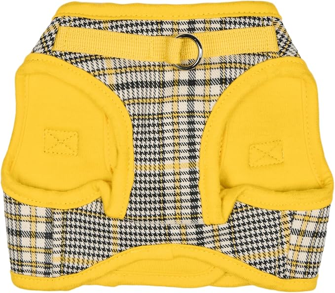 Puppia Lucas Dog Vest Harness B (Step-in) Fashionable Checkered Pattern Spring Summer Harness for Small and Medium Dogs, Yellow, X-Large