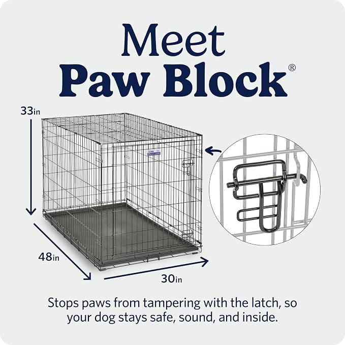 MidWest Homes for Pets 48-Inch iCrate for Extra-Large Breeds, 90-110 lbs, Single Door Folding Dog Crate with Divider Panel, Leak-Proof Tray & Secure Latches, Portable, Durable & Easy to Assemble