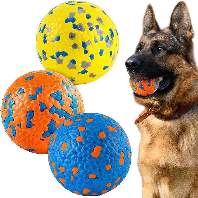 FUSOTO 3Pcs Dog Balls, Tennis Balls for Dog | Balls for Dog Aggressive Chewers, for Large Medium Small Puppy, Training Catch&Fetch, Water Floats Toy