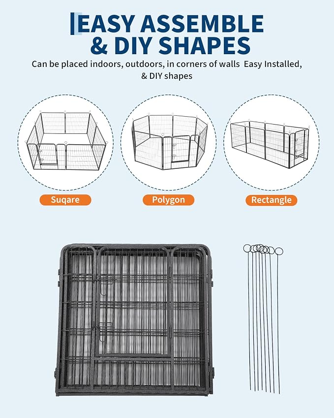 Anti-Rust Dog Playpen, 24in 8 Panels, Secure Gate