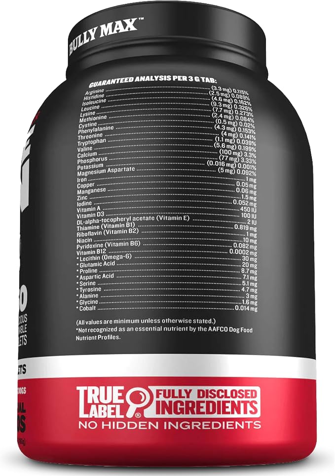 Bully Max 2-in-1 Muscle Builder Chewable Tablets for Puppies & Adult Dogs - Puppy & Dog Vitamins & Supplements for Muscle Gain & Growth - Ultimate Canine Multivitamins for All Breeds & Ages - 60 Tabs