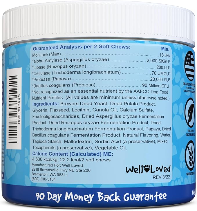 Well Loved Probiotics for Dogs, Dog Probiotics, Made in USA, Vet Developed
