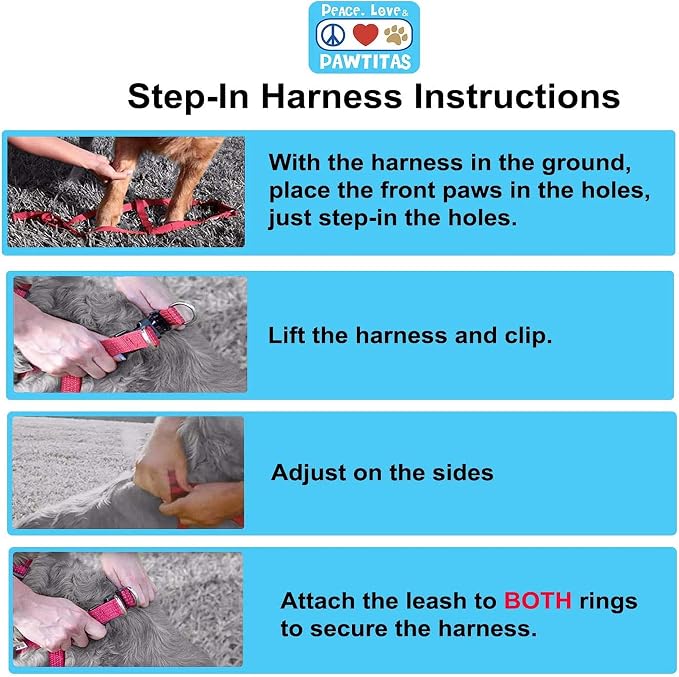 Pawtitas Solid Step-in Dog Harness – Adjustable No-Pull Vest for Puppies to Seniors, Safe & Comfortable S Grey