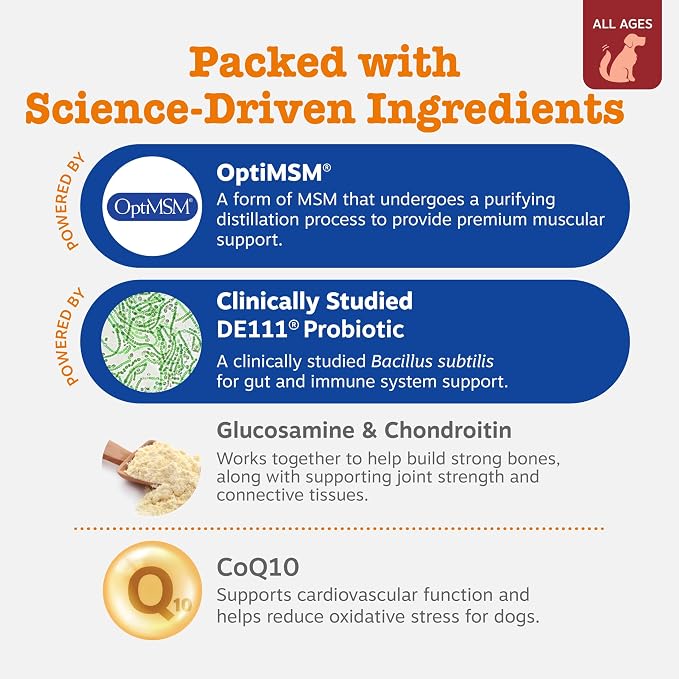Zesty Paws Dog Multivitamin, Chewable Dog Vitamins and Supplements for Hip & Joints, Skin & Coat, Omega 3 Fish Oil for Dogs- Senior & Puppy Multivitamin - Bison- 90ct (Pack of 2)