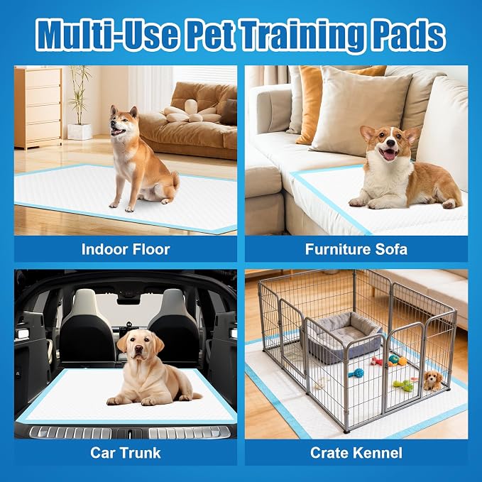 VISRIE 100 Pack 30"x36" Extra Large Dog Pee Pads - Super Absorbent & Leak-Proof Disposable Puppy Training Pads, Quick-Dry 5-Layer XL Potty Piddle Pads for Housebreaking & Crates