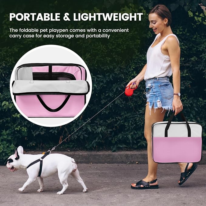 X-ZONE PET Dog Playpen - Pink, Medium