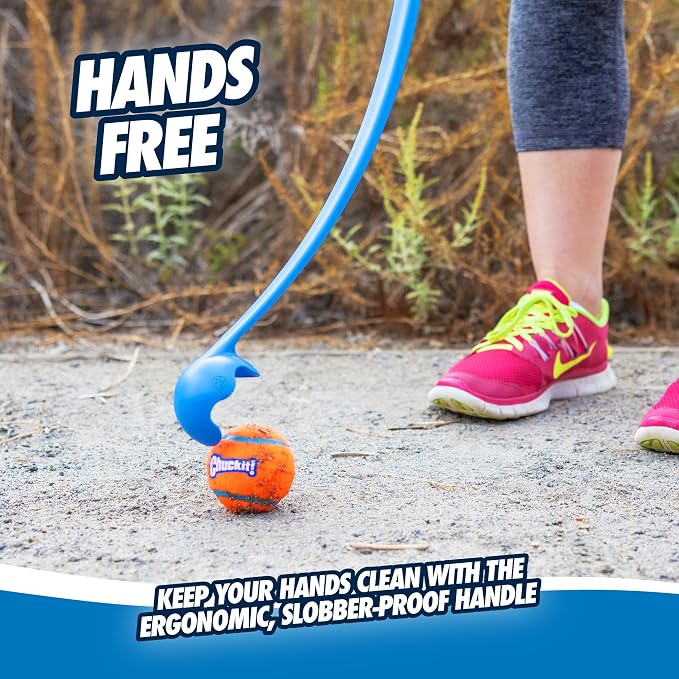 Chuckit! Dog Ball Launcher 12M Sport with 12" Handle Length for Medium 2.5" Dog Balls for Dogs 20-60 lb, Plastic Pet Fetch Ball Thrower, Perfect to Kids, Made in USA, Blue, 12in (Pack of 12)