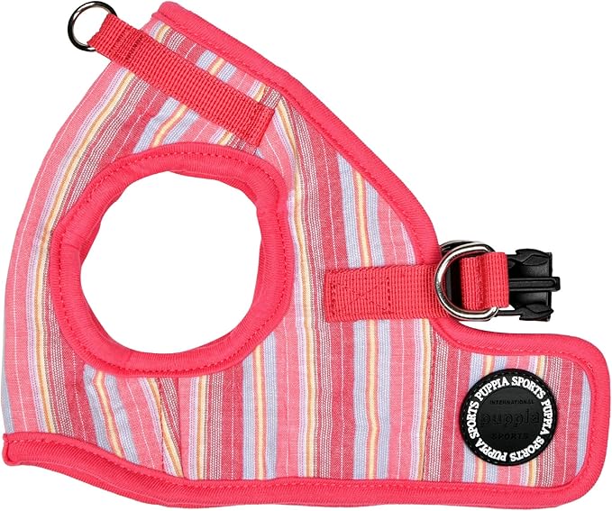 Puppia Theros Dog Vest Harness B (Step-in) Fashionable Striped Pattern Spring Summer Harness for Small and Medium Dogs, Pink, Large