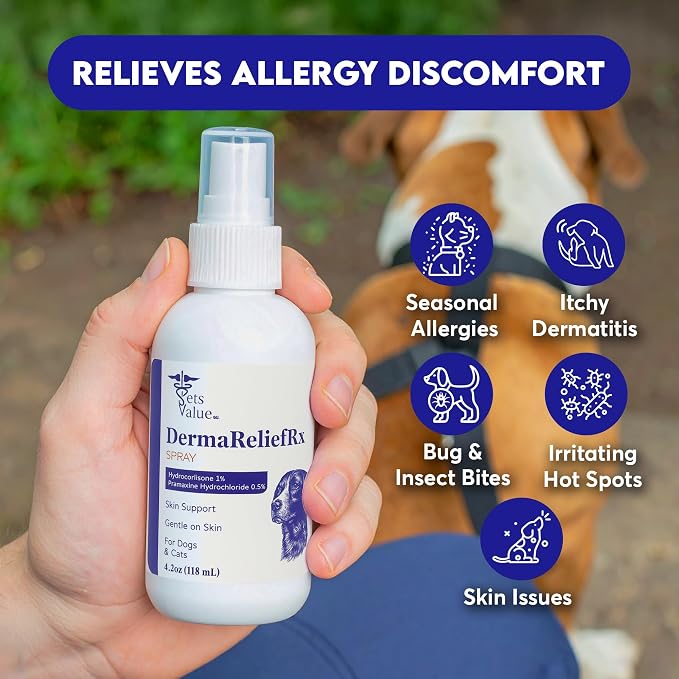 Itchy Skin and Irritation Spray for Dogs, Cats, and Horses – Fast-Absorbing Topical Spray for Temporary Relief – for External Use Only, 4.2 oz
