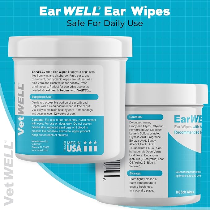 EarWELL by VetWELL Dog Ear Wipes, 100 Count