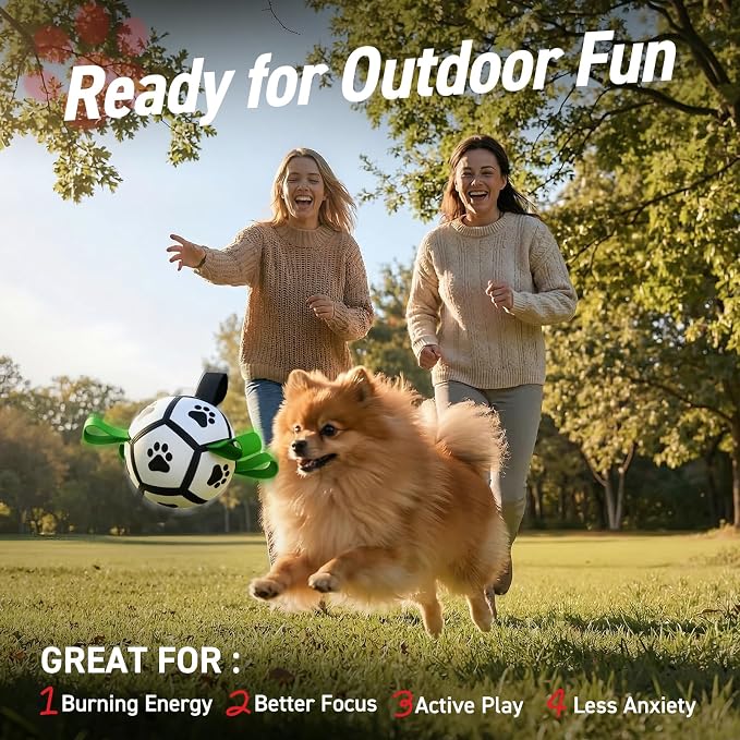 QDAN Small Dog Toys, Outdoor Soccer Ball with Straps, Puppy Birthday Gifts | Interactive Training Soccer Toys for Tug, Dog Water Toy, Durable Puppy Balls for 5-20 lbs Small Dogs, Puppy Birthday Gifts