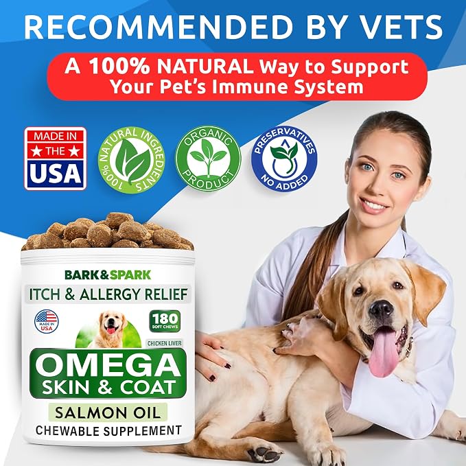 Omega 3 for Dogs - Fish Oil for Skin & Coat Health, Itch & Allergy Support