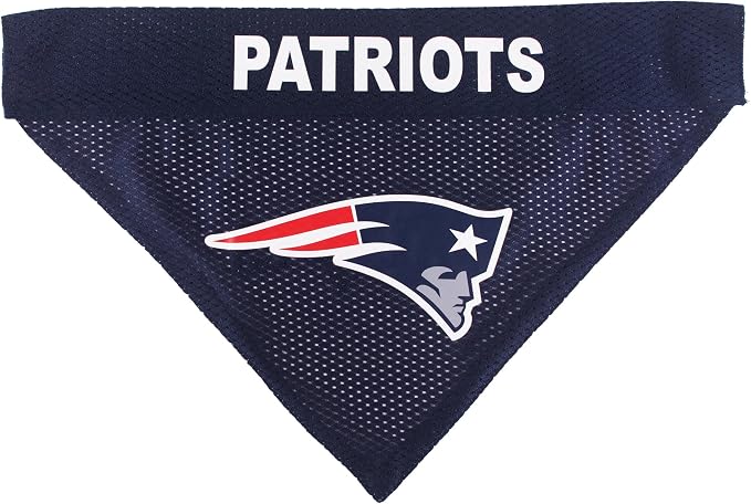 Pets First NFL New England Patriots Reversible Bandana Size XX-Large for Dogs & Cats. 2 Sided Sports Bandana, Premium Embroidery Team Logo, Many NFL Teams Available