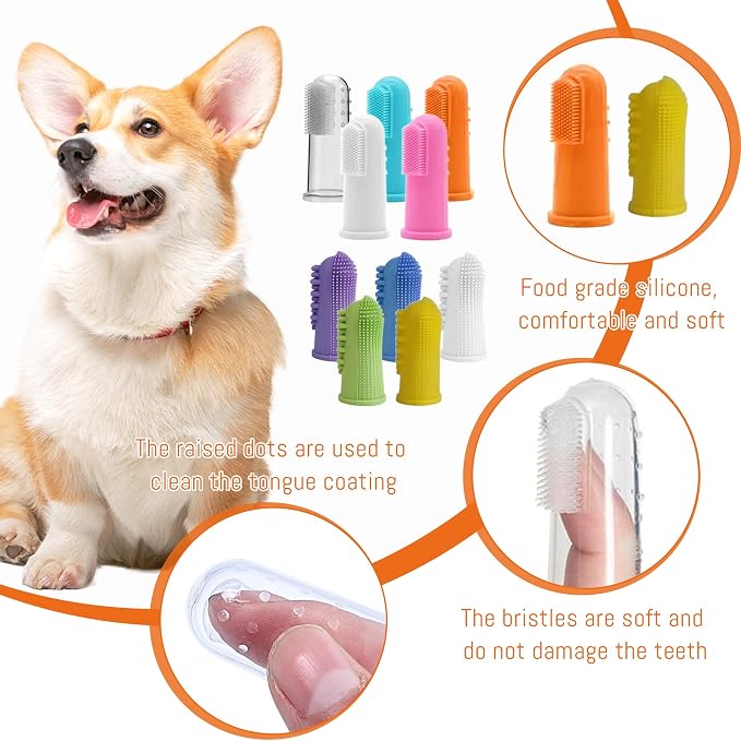 100 Pcs Dog Toothbrush Soft Finger Brushes Pet Finger Toothbrush Easy Teeth Cleaning Dog Tooth Brush Oral Care Pet Dental Brush Cleaning for Small Cats and Puppy Dental Care (2 styles, Multicolor)