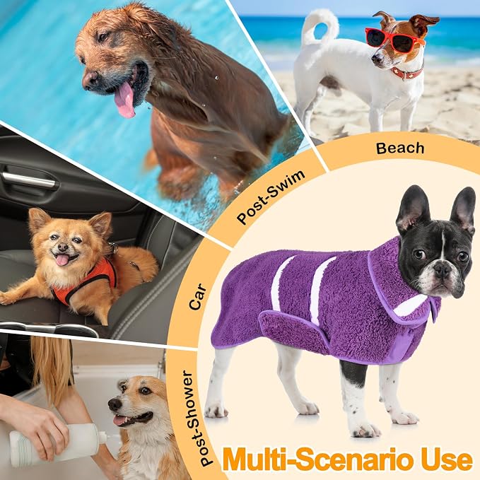 Dog Bathrobe Super Absorbent Dog Towels Large Quick Drying Robes for After Bath Soft Adjustable Warm Keeping Dogs Towel(S-XXL)