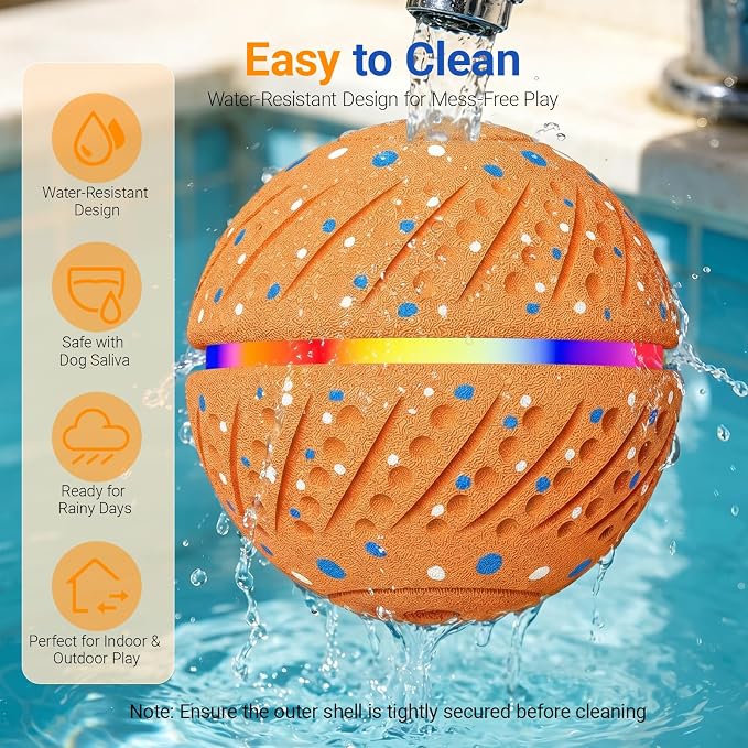 Interactive Dog Ball Toy, Automatic Rolling & Bouncing, LED, Orange | 2.8-Inch Ball, Small & Medium Dogs, 2-in-1 Fetch Toy, Home Alone Play, Reduces Boredom, USB-C Rechargeable, Up to 3 Hours