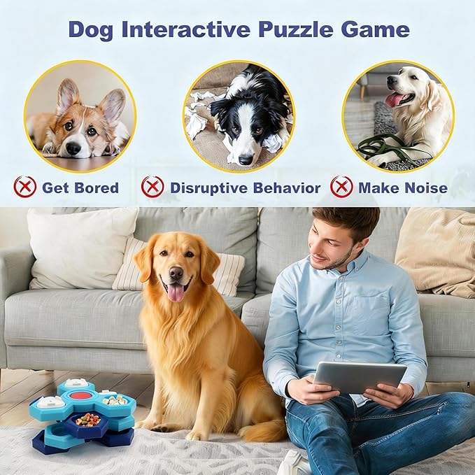 Dog Slow Feeder - Interactive Dog Food Puzzle Toy, Treat Maze Game for Dogs & Cats, Mental Stimulation & Boredom Relief, Adjustable Difficulty Pet Enrichment Toy (Three Layers)