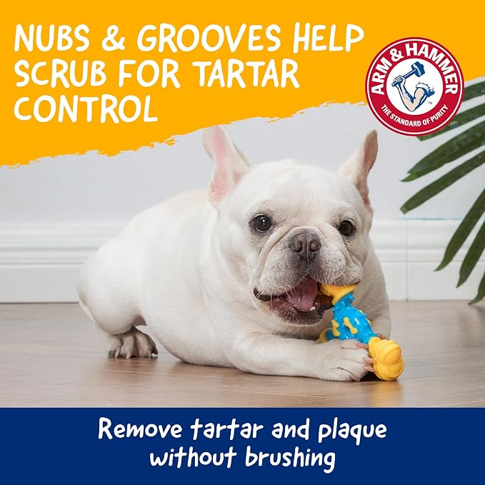 Arm & Hammer Nubbies TriBone Dental Dog Chew Toy, Peanut Butter, 24-Pk | Nylon and TPR construction, baking soda infused, reduces plaque and tartar buildup, ideal for moderate chewers