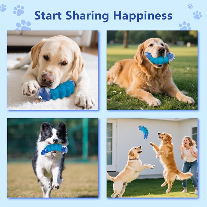Indestructible Dog Toys for Aggressive Chewers, Tough Toy | Chew Toys for Large and Medium Dogs, Squeaky Rubber & Beef-Flavored Nylon, Dental Care, Boredom & Anxiety Relief