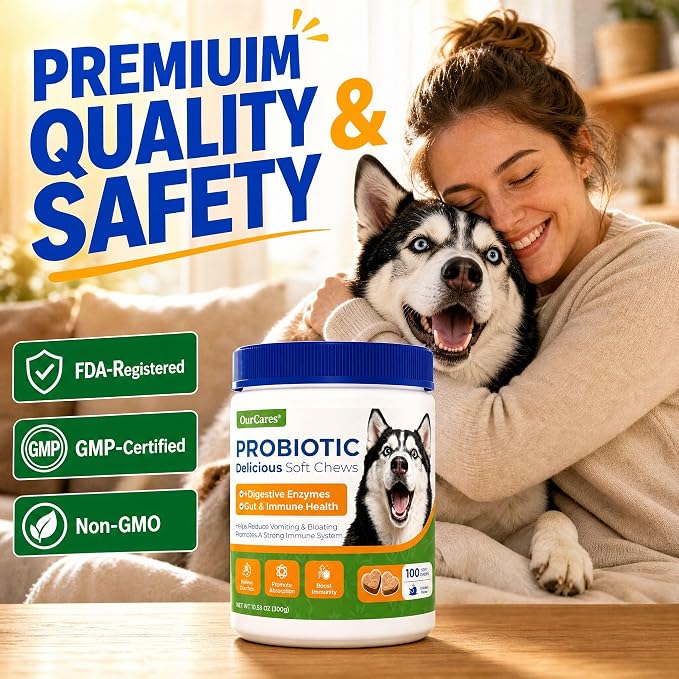 Probiotics for Dogs, Digestive Chews, Pumpkin & Enzymes, 100 Count