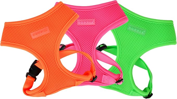 Puppia Soft Harness A XL Over-the-Head Soft Mesh Harness Neon Green
