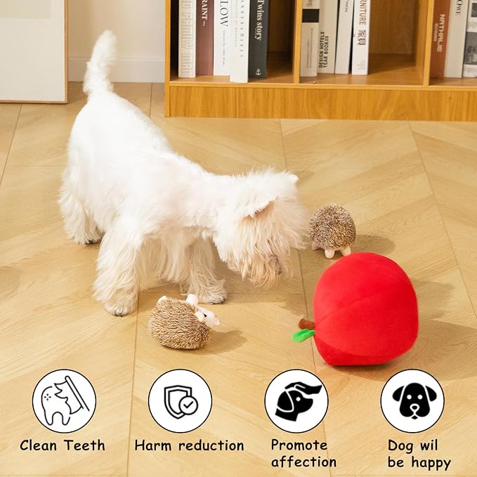 Hollypet Squeaky Hide and Seek Dog Toys for Small and Medium Dogs, Hedgehog | Interactive Plush Stuffed Dog Squeak Toys for Small Medium Sized Dogs and Non-Aggressive Chewers, Puppy Teeth Clean Chew Toys
