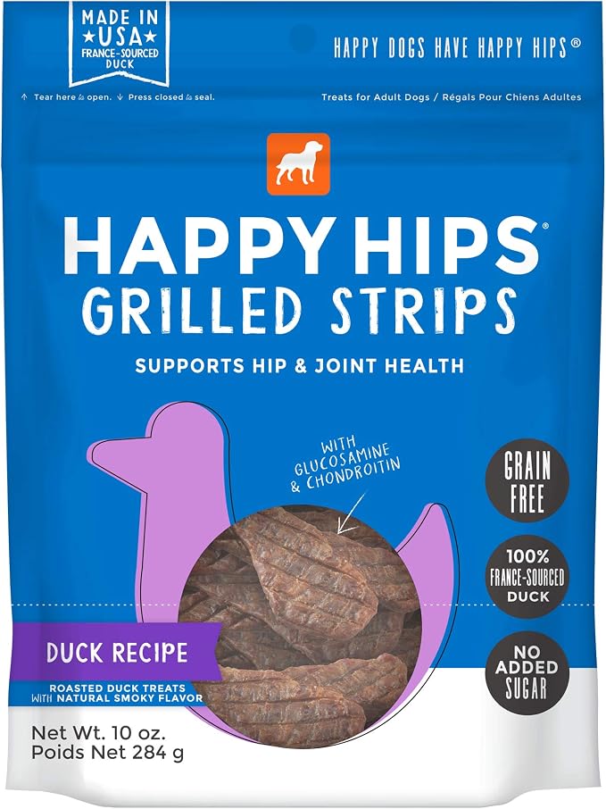 Happy Hips Grilled Dog Treats, Duck, 10 oz. Pouch