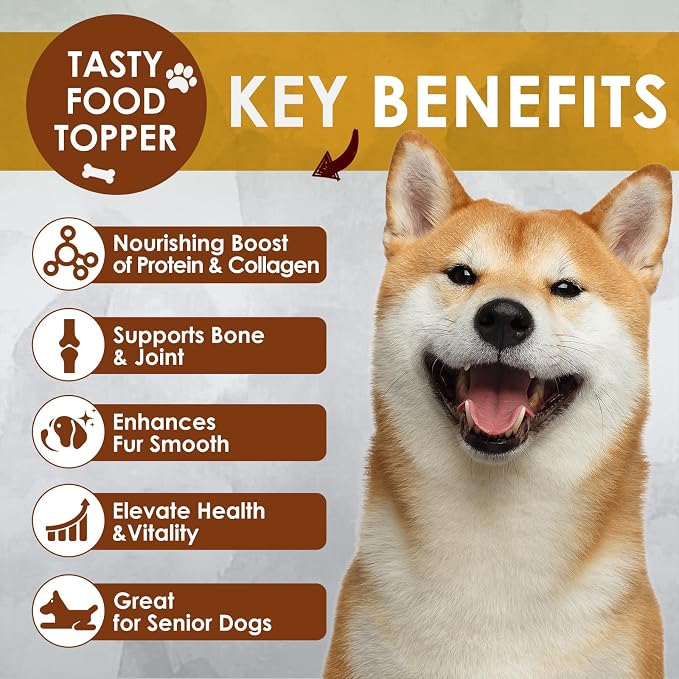 Zammex Grass-Fed Beef Bone Broth Protein Powder for Dogs & Cats - Joint & Bone Support, Gut Health & Immune Support, Healthy Fur Enhancer, Pet Food Topper for Dry & Wet Food, 10.58oz (Pack of 2)