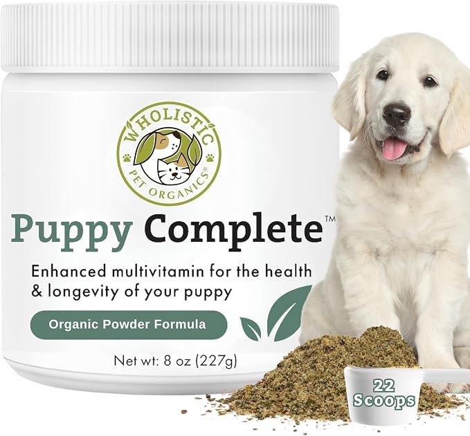 Organic Puppy Vitamins - 8 oz - 22 Scoops | Puppy Complete - Daily Dog Multivitamin with Prebiotics, Probiotics for Immune Support, Skin Coat, Digestion, & Joint Health