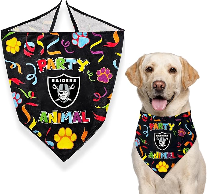 NFL Las Vegas Raiders Pet Birthday Bandana, NFL Dog Birthday Party Set and Costume, Licensed Dog & Cat Birthday Party Scarf, Football Team Pet Outfit, Puppy Bday Accessory, Size Small/Medium