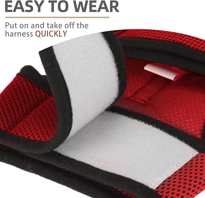 PUPTECK Soft Mesh Cat Vest Harness and Leash Set Puppy Padded Pet Harnesses Escape Proof for Cats Small Dogs, Red Large