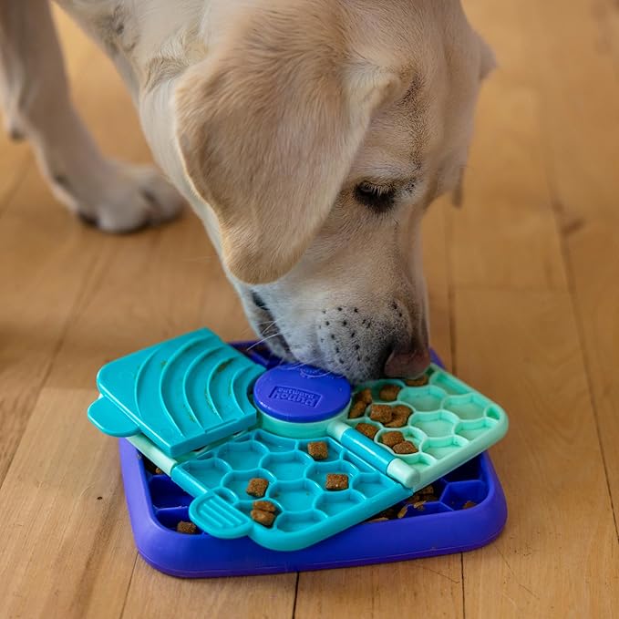 Outward Hound by Nina Ottosson Lick N’ Flip 3-in-1 Interactive Dog Puzzle Toy, Lick Mat & Slow Feeder – Calming Enrichment for Small & Medium Dogs, Holds 1 Cup of Wet of Dry Food, 7.4 in x 7.4 in