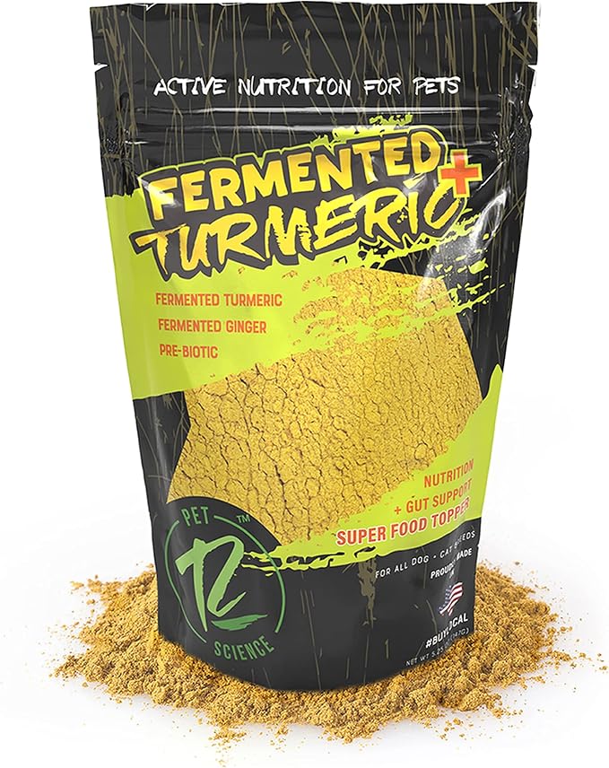 ROGUE PET SCIENCE Turmeric Plus for Dogs - Tasty Powdered Ginger & Fermented Turmeric Dog Food Topper - Supports Joint Inflammation, Allergies, Gut and Digestion - Helps Reduce Swelling(5.25 oz)
