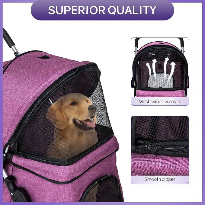 BestPet Pet Stroller - Purple, 4 Wheels