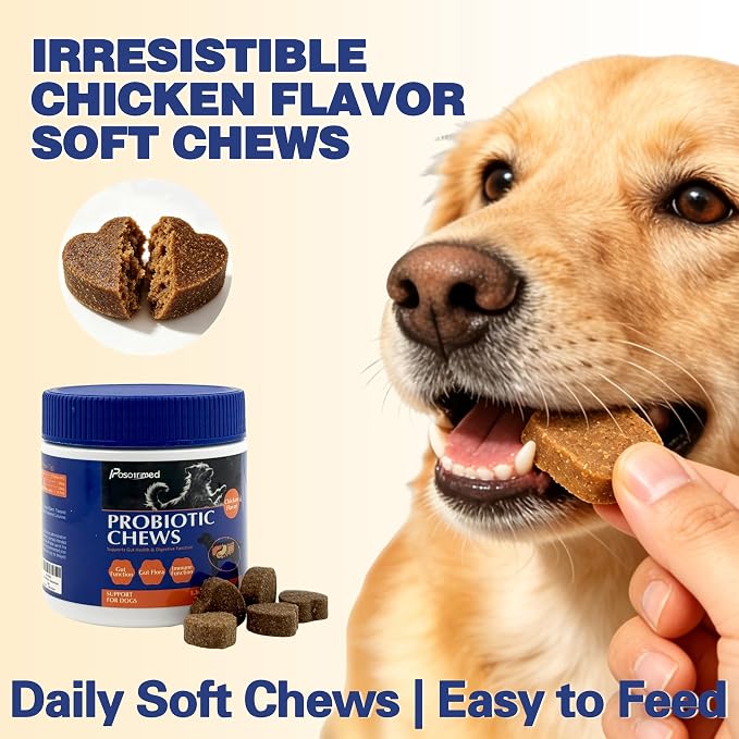 Probiotics for Dogs, Reduce Diarrhea, Gas - 60 Probiotic Chews for Dogs