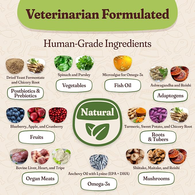 All-in-One Multivitamin Dog Food Topper, Longevity & Probiotics for Dogs | Supports Digestion, Skin & Coat, Joints, Immunity & Calm Behavior, Non-GMO, No Fillers, USA Made, For Dogs All Ages & Breeds