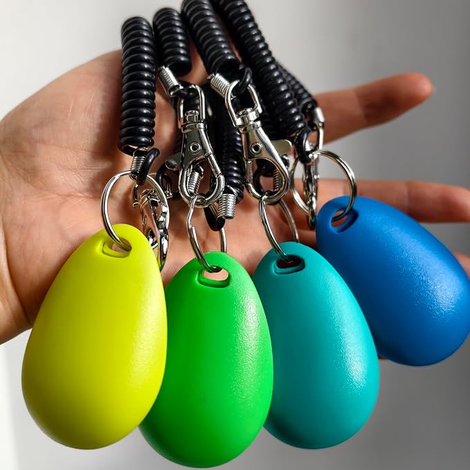 Pet Training Clicker with Wrist Strap, Aqua/Jade Green/Blue/Lime Green