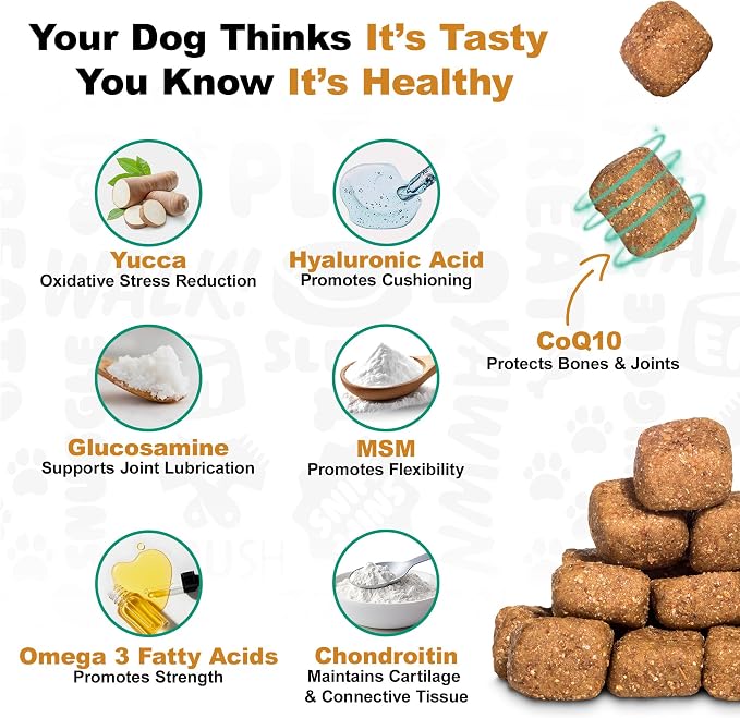 Doggie Dailies Hip & Joint Chews for Dogs, Peanut Butter Flavor, 225 Count