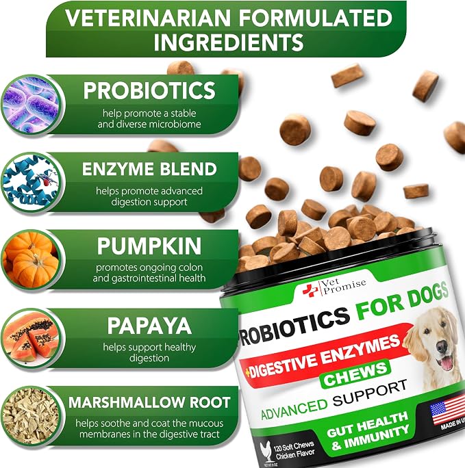 (2 Pack) Probiotics for Dogs - 240 Ct, Dog Probiotics and Digestive Enzymes