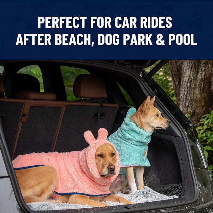 DERPYCHAPPY Premium Dog Towel Robe & Dog Bathrobe for Drying Dogs Made in Korea | Super Absorbent Quick & Adjustable Microfiber Bath Towel for Cats & Puppy Robes After Bath | Soft Warm Coat (Pink,S)