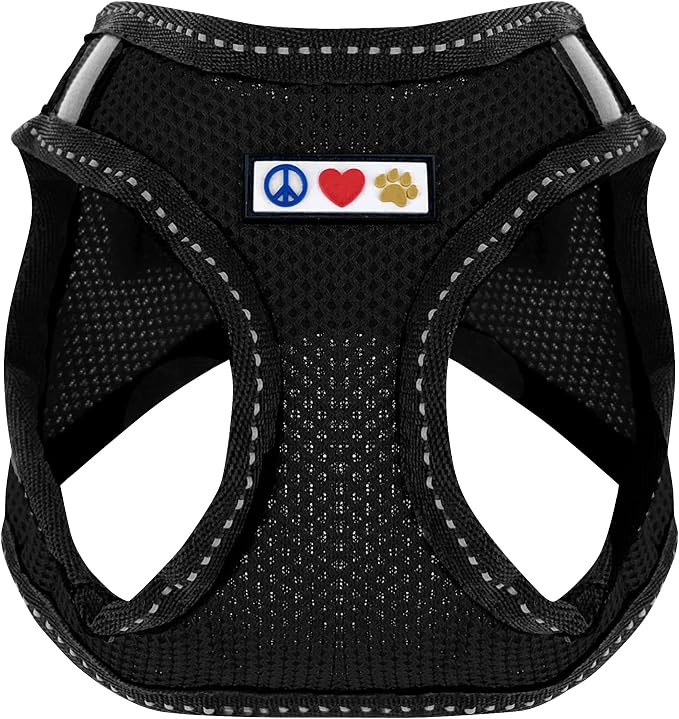 Pawtitas Dog Vest Harness Made with Breathable Air Mesh | All Weather Vest Harness for Small Puppies and Large Cats with Quick-Release Buckle - Small Black Mesh Dog Harness