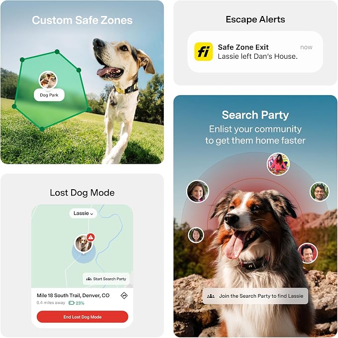 Fi Series 3+ GPS + Health Dog Collar, Blue, X-Large, 12-Month Membership | Smart GPS dog collar with live tracking, health & behavior, Escape Alerts, LED light. Waterproof and Apple Watch compatible.