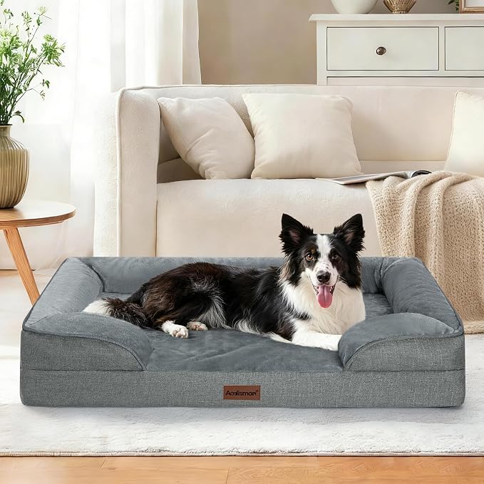 aodisman Orthopedic Memory Foam Dog Bed - Medium, Grey