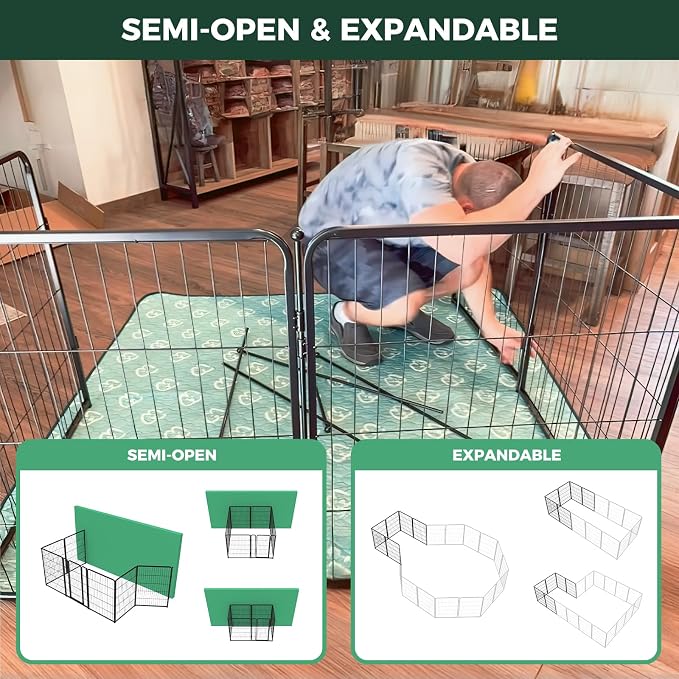 FXW Homeplus Unleashed Indoor Dog Playpen - Stress-Free and Safe Play, Heavy Duty 40 Inch 16 Panels Dog Pen for Medium and Large Dogs, Black│Patented