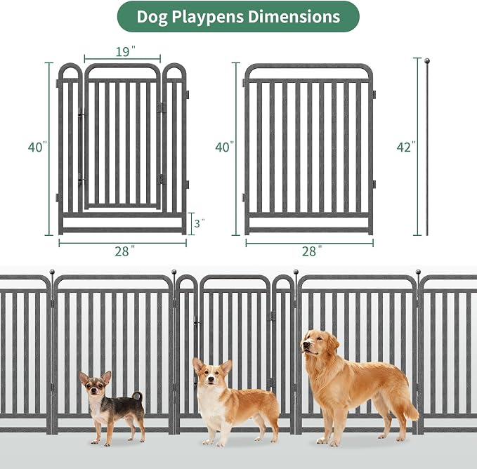 Dog Playpen Outdoor, 40in, 40 Panels, Heavy Duty, Rust Resistant
